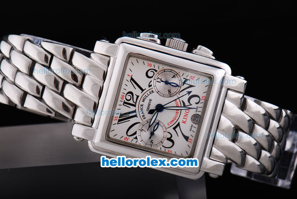 Franck Muller Conquistador Chronograph Automatic with White Dial and ssband - Click Image to Close